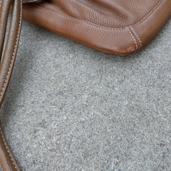 Leather Crossbody Shoulder Bag/Purse Cognac Tan Brown Chestnut Dark Camel 90s70s - Picture 12 of 16